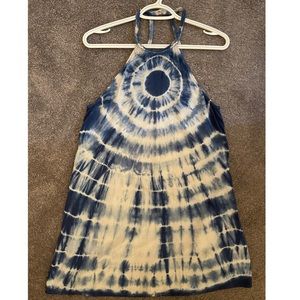 Blue and white tie dye halter neck mini dress American Eagle size small